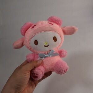 Sanrio My Melody Pink Bear Costume Plush Fuzzy Stuffed Animal Toy 6 Inch
